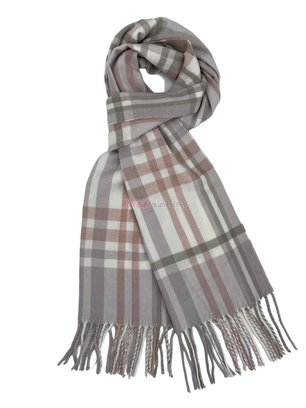 (image for) Plaid Cashmere Feel Scarf 12-pack Lavender/White/Pink