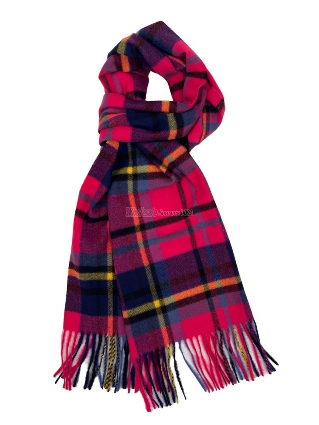 (image for) Plaid Cashmere Feel Scarf 12-pack Pink/Navy/Yellow CSW15