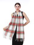 (image for) Plaid Cashmere Feel Scarf 12-pack White/Red/Yellow/Blue
