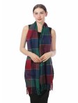(image for) Plaid Cashmere Feel Scarf 12-pack Green/Wine/Navy