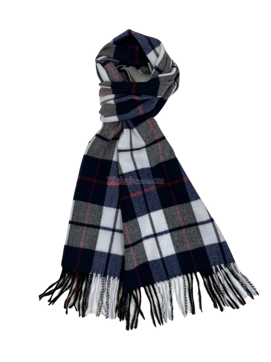 (image for) Plaid Cashmere Feel Scarf 12-pack Navy./White/ Red CSW24