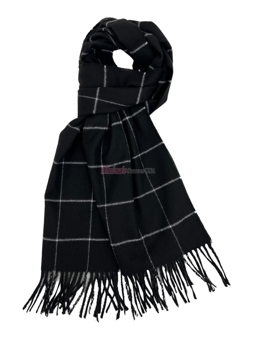 (image for) Checked Cashmere Feel Scarf 12-pack Black/White
