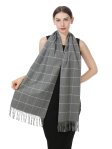 (image for) Checked Cashmere Feel Scarf 12-pack Grey/White