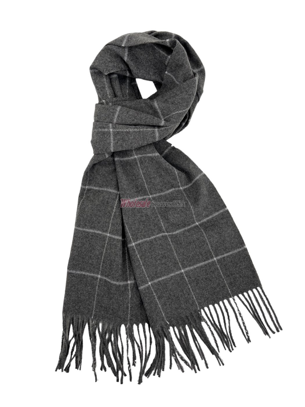 (image for) Checked Cashmere Feel Scarf 12-pack Grey/White