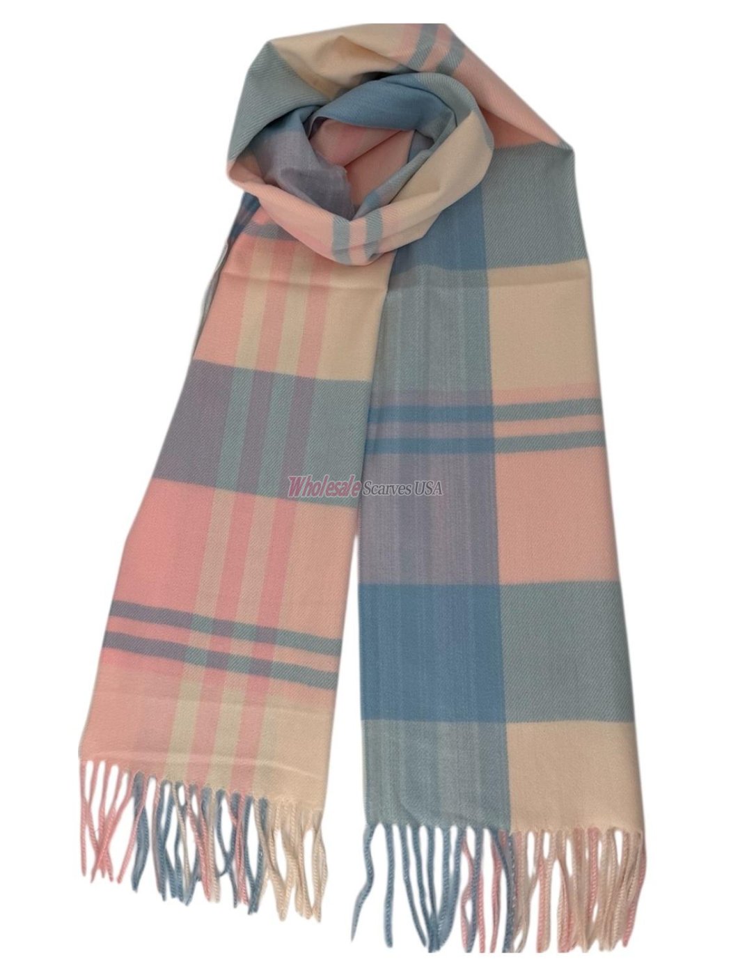 (image for) Cashmere Feel Plaid Scarf Blue/Pink 12-pack