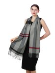 (image for) Cashmere Feel Plaid Scarf Navy/Green