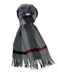 (image for) Cashmere Feel Stripe Scarf Grey 12-pack Grey/Black/Red