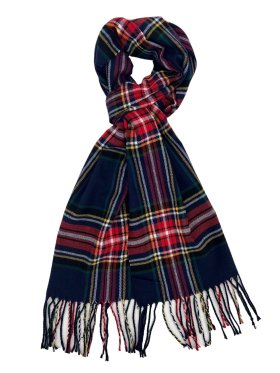 Cashmere Feel Plaid Scarf Navy 12-pack C131