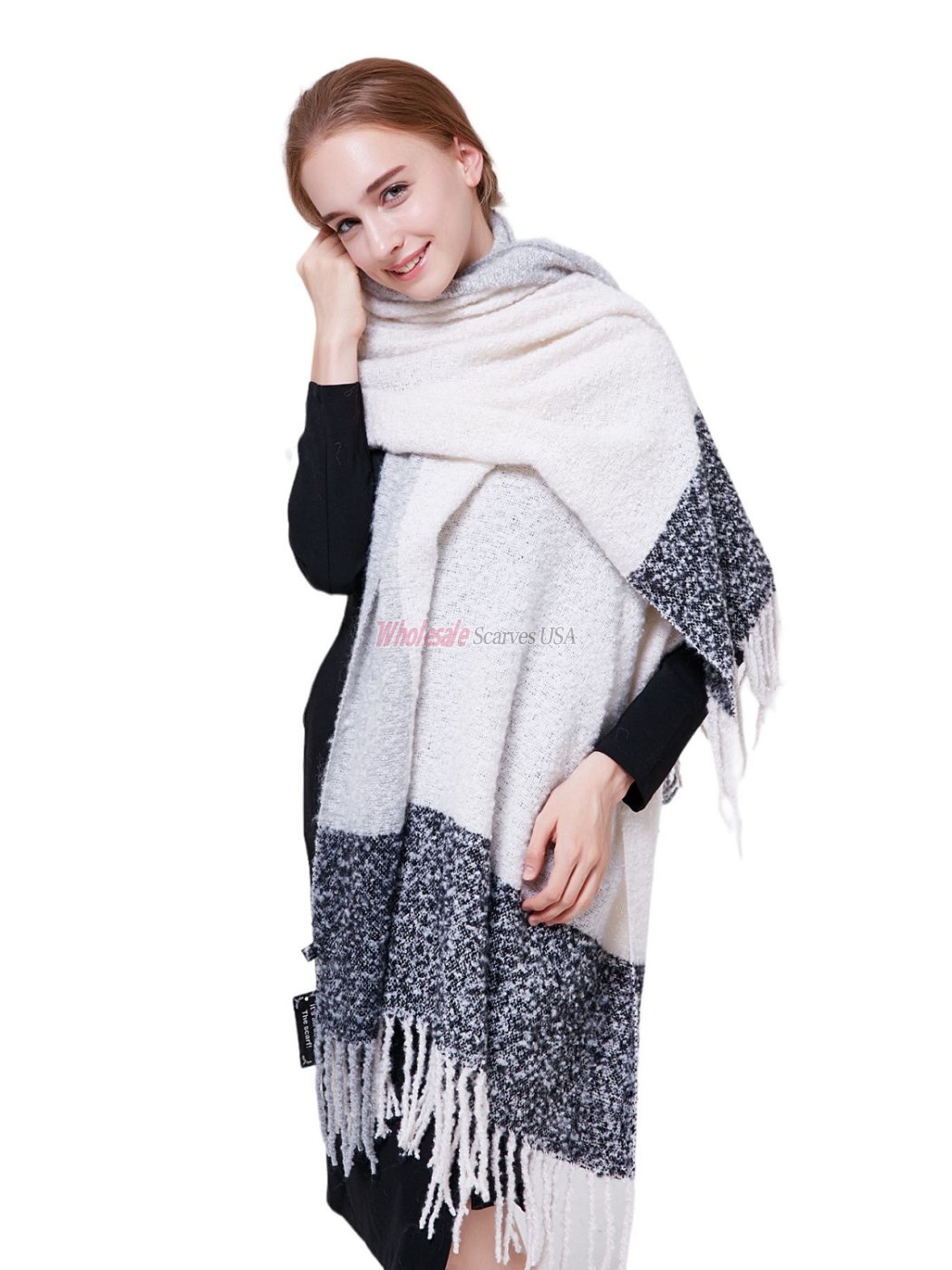 (image for) Winter Cozy Oblong Blanket Shawl Black