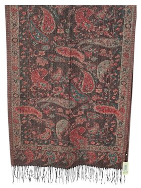 Elegant Paisley reversible Cashmere Feel Shawl Black