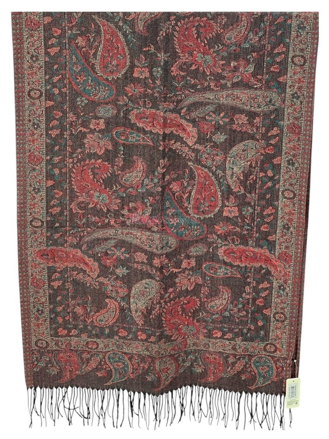 (image for) Elegant Paisley reversible Cashmere Feel Shawl Black