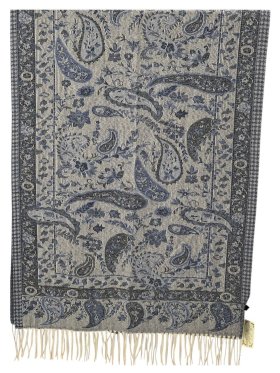 Elegant Paisley reversible Cashmere Feel Shawl Grey