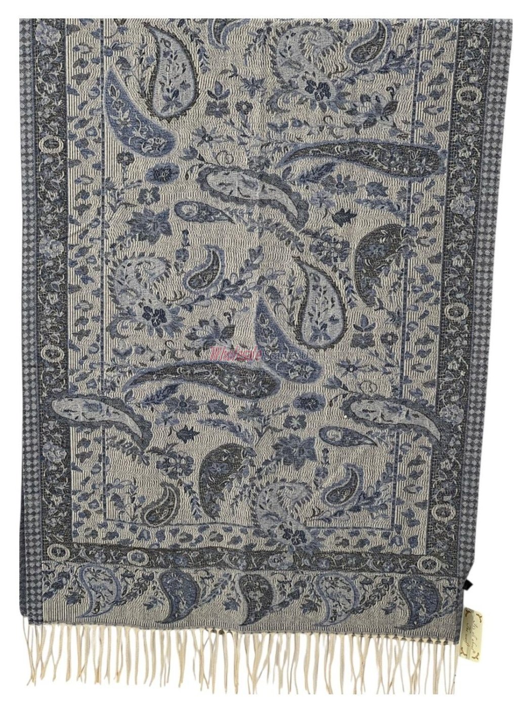 (image for) Elegant Paisley reversible Cashmere Feel Shawl Grey