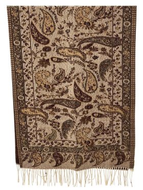 Elegant Paisley reversible Cashmere Feel Shawl Camel