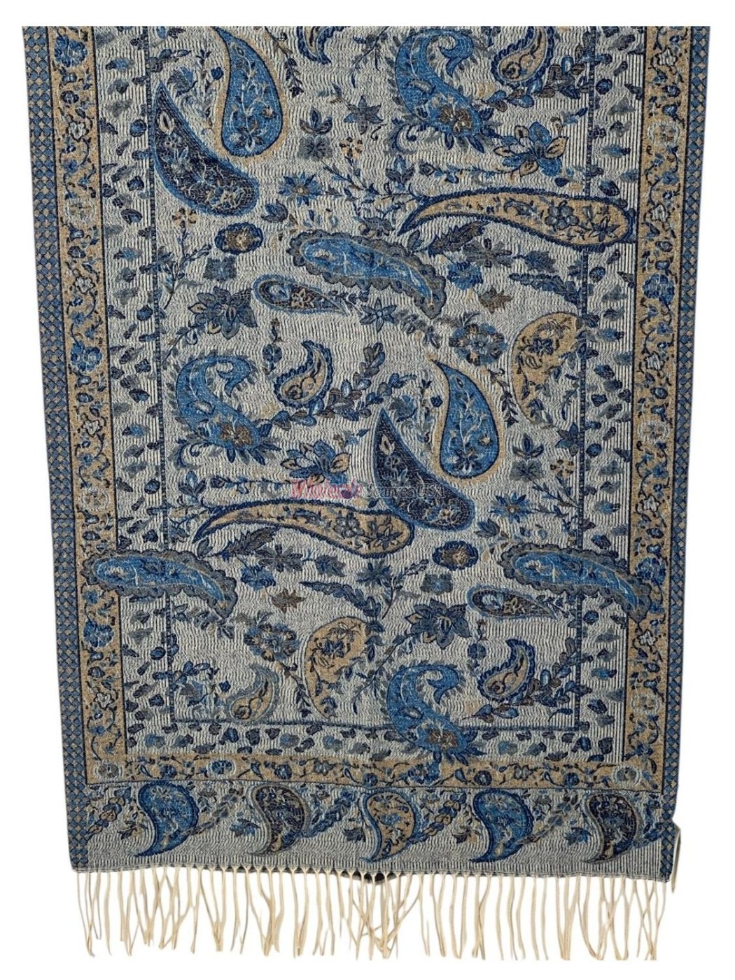 (image for) Elegant Paisley reversible Cashmere Feel Shawl Blue