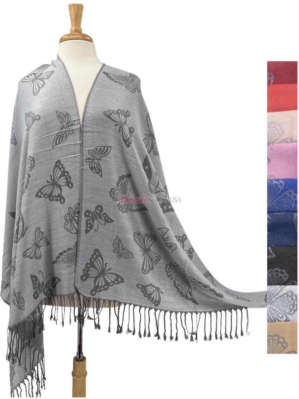 (image for) Butterfly Pashmina Shawl 1 DZ, Asst. Color