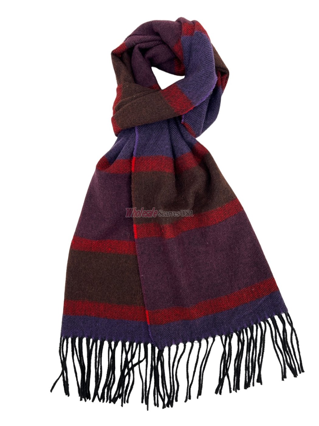 (image for) Cashmere Feel Stripe Scarf Wine 12-pack Z2025