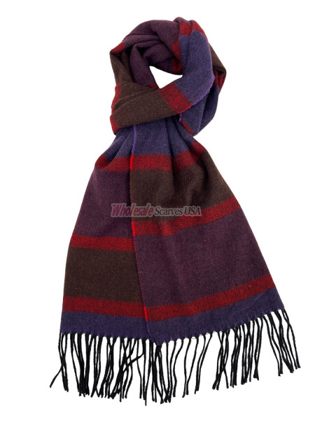 (image for) Cashmere Feel Stripe Scarf Wine 12-pack Z2025