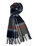 (image for) Plaid Cashmere Feel Scarf 12-pack Navy/Orange/Blue 2201