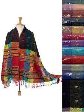 Paisley Stripe Pashmina 1 DZ, Asst. Color