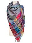 Paisley Stripe Pashmina L. Grey