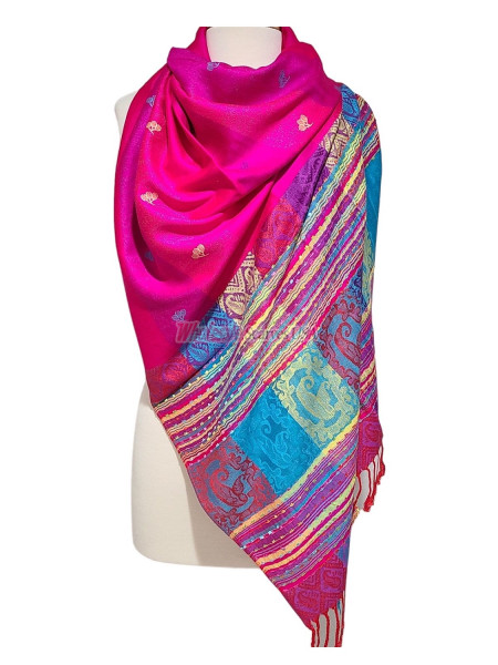 (image for) Paisley Stripe Pashmina Hot Pink