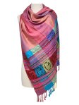 Paisley Stripe Pashmina L. Pink