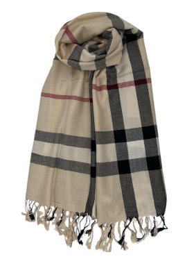 Plaid Scarf Light Brown