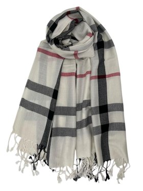 Plaid Scarf White