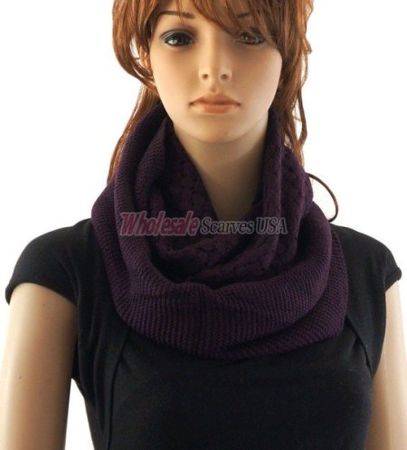 (image for) Knitted Pattern Infinity Scarf Purple