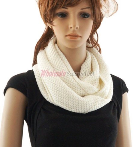 (image for) Fine Knit Infinity Scarf Ivory