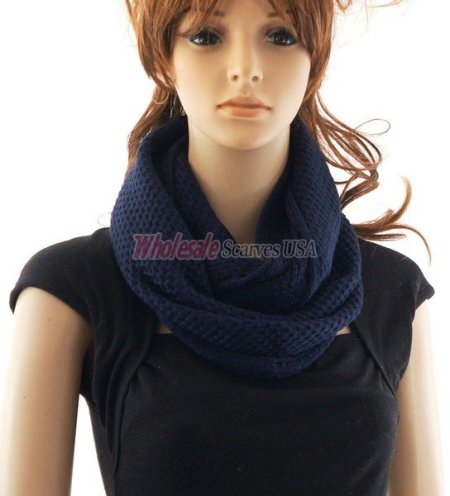 (image for) Fine Knit Infinity Scarf Navy