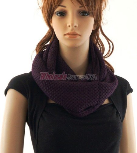 (image for) Fine Knit Infinity Scarf Purple
