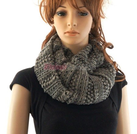 (image for) Stripe Loop Scarf Dark grey