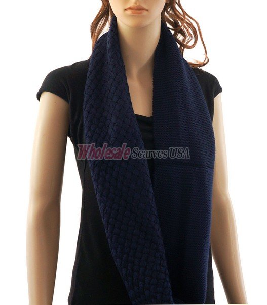 (image for) Knitted Pattern Infinity Scarf Navy