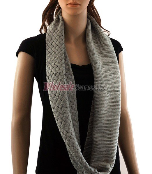 (image for) Knitted Pattern Infinity Scarf Grey