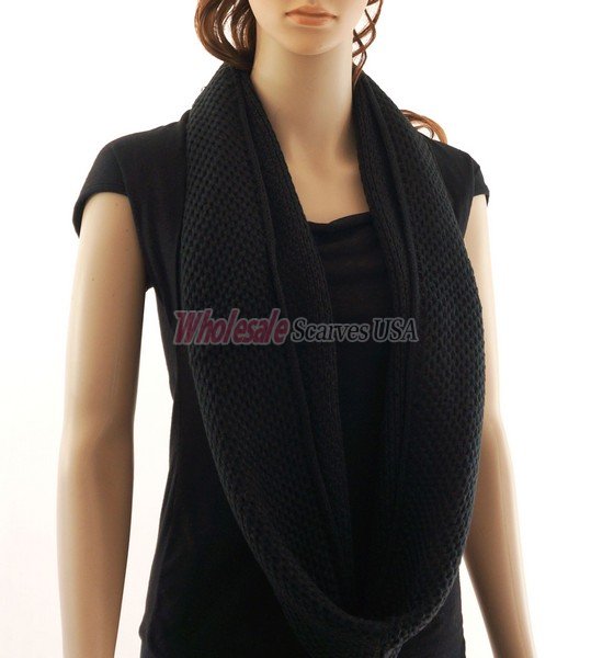 (image for) Fine Knit Infinity Scarf Black