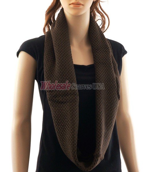 (image for) Fine Knit Infinity Scarf Coffee