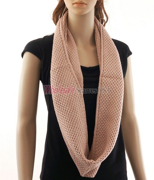(image for) Fine Knit Infinity Scarf Peach