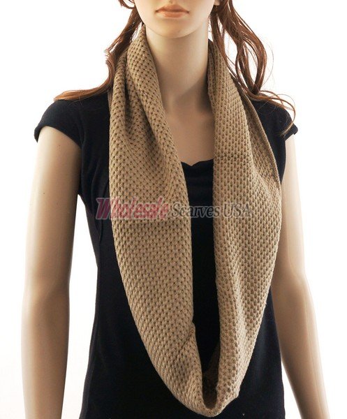 (image for) Fine Knit Infinity Scarf Brown