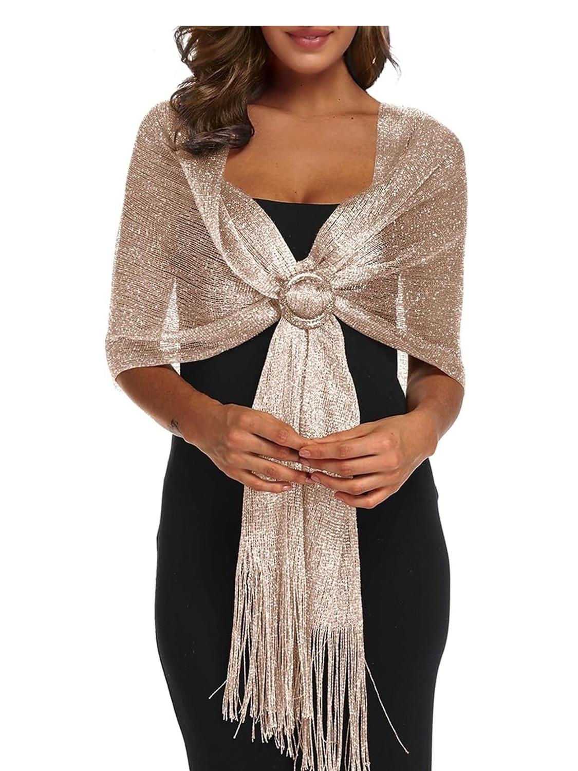 slim fit dress slacks Josephine Reversible Pashmina Shawl in Gold Shimmer Turquoise main image 0